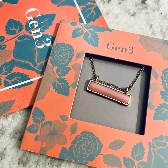 GEN3 || Stella Pink Pendant - Gold Bar Necklace 💗NWT💗 - Picture 1 of 6